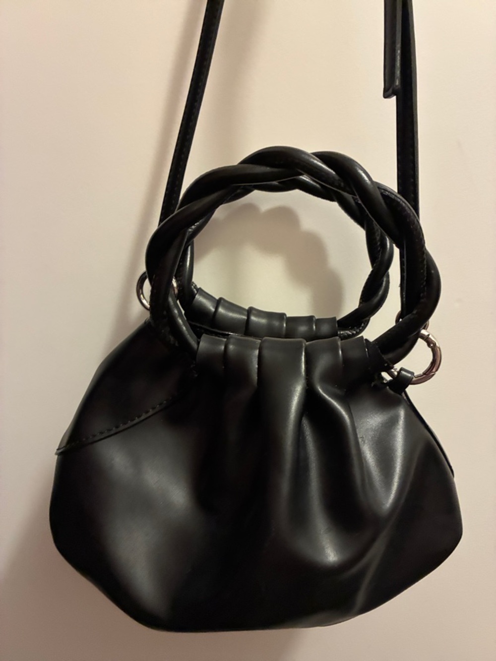 House of Want Black Braided Handle Crossbody Bag